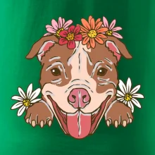 Americký stafordširský teriér hlava s květinami