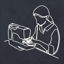 Švadlena a šicí stroj jedním tahem