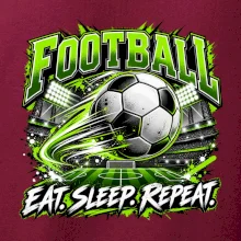 Fotbalový míč a stadion eat sleep repeat