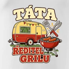 Táta ředitel grilu rodinné kempování s karavanem