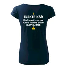 Elektrikář - hlavní jistič - Nápis na zádech