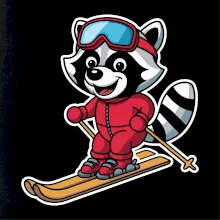 Mýval na lyžích - kreslený