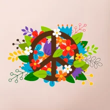 Peace symbol prorostlý květinami