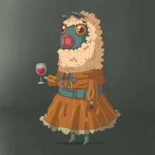 Alpaka s vínem žena