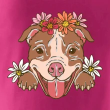 Americký stafordširský teriér hlava s květinami