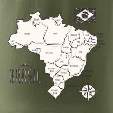 Brazílie mapa s názvy regionů