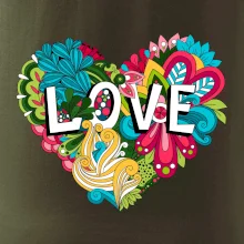 Love nápis květovaný