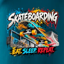 Skateboard ve street stylu eat sleep repeat