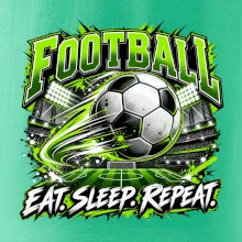 Fotbalový míč a stadion eat sleep repeat
