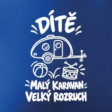Dítě malý karavan velký rozruch bílý linkový potisk