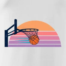 Retro západ slunce a basketbalový koš