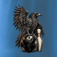 Bowling havran s koulí a kuželkou