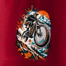 Listopadový horský cyklista při adrenalinovém skoku