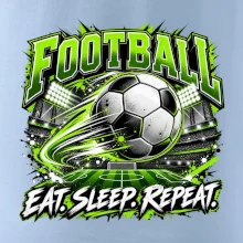 Fotbalový míč a stadion eat sleep repeat