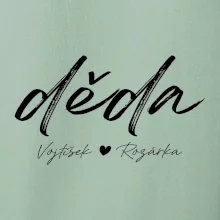 Děda Tričko se jmény dětí psací písmo