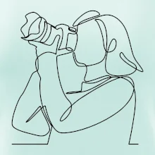 Fotografka stojící jedním tahem