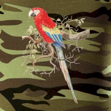 Papoušek na listnatém stromě