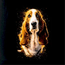 Obrázek polotón Basset sedící
