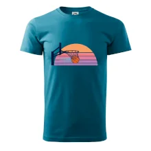 Retro západ slunce a basketbalový koš
