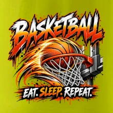 Basketbalový koš s míčem eat sleep repeat