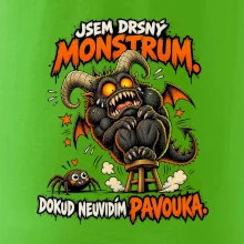 Drsné rohaté monstrum se bojí pavoučka