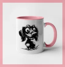 Černobílá karikatura jezevčík