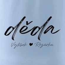 Děda Tričko se jmény dětí psací písmo