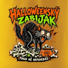 Halloweenský černý kocour čeká na podrbání