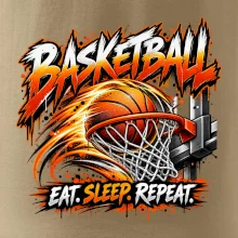 Basketbalový koš s míčem eat sleep repeat