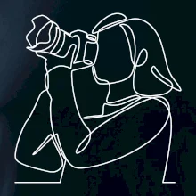 Fotografka stojící jedním tahem