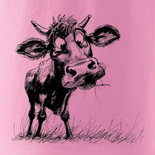 Černobílá karikatura kráva stojící