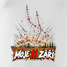 Liblice B pád vysílačů moje 11 září komiksový motiv