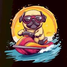 Mops na vodním skútru