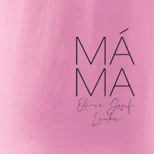 Nápis máma  na prsu se jmény dětí