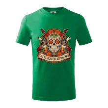 Mexická rocková lebka s kytarami a pivem
