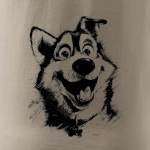 Černobílá karikatura husky