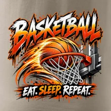 Basketbalový koš s míčem eat sleep repeat