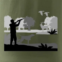 Lovec a ohař v lese