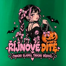 Říjnové dítě gotická dívka s dýňovou kabelkou