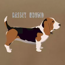 Basset hound pes s nápisem