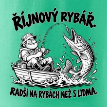 Říjnový rybář v loďce s obří štikou