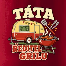 Táta ředitel grilu rodinné kempování s karavanem