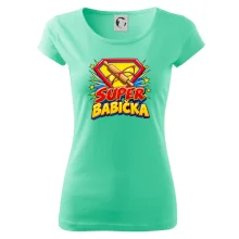 Super babička komiksový znak s válečkem a brýlemi