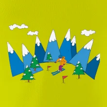 Lyžař a barevné hory