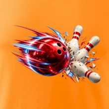 Bowlingová koule v akci a padající kuželky