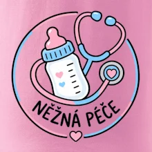 Něžná péče - kruhový znak s lahvičkou