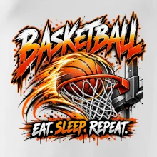 Basketbalový koš s míčem eat sleep repeat