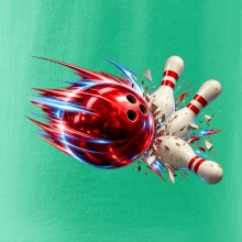 Bowlingová koule v akci a padající kuželky