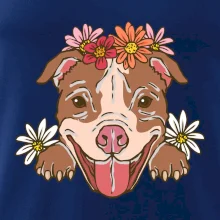 Americký stafordširský teriér hlava s květinami