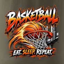 Basketbalový koš s míčem eat sleep repeat